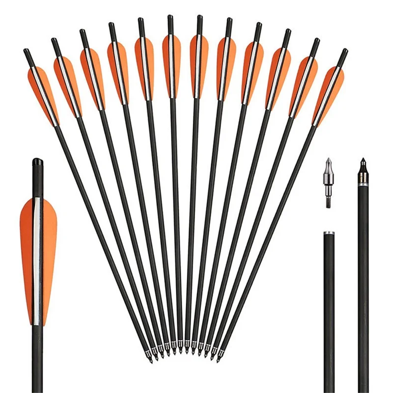 12 قطعة 20 بوصة الكربون القوس والنشاب السهم الترباس أسهم كربون قطر 8.8 مللي متر تلميح الرماية الصيد الرماية القابلة للإزالة السهم