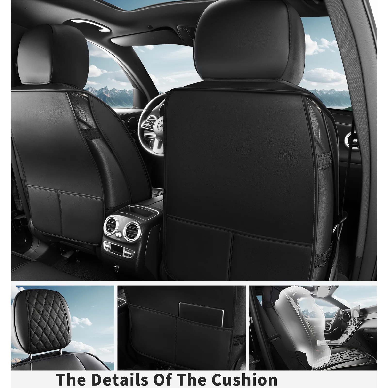 

Car Leather Seat Cover Protector Seat Waterproof Automotive Seat Covers Full Sets Breathable Universal Fit Full Seats Cover