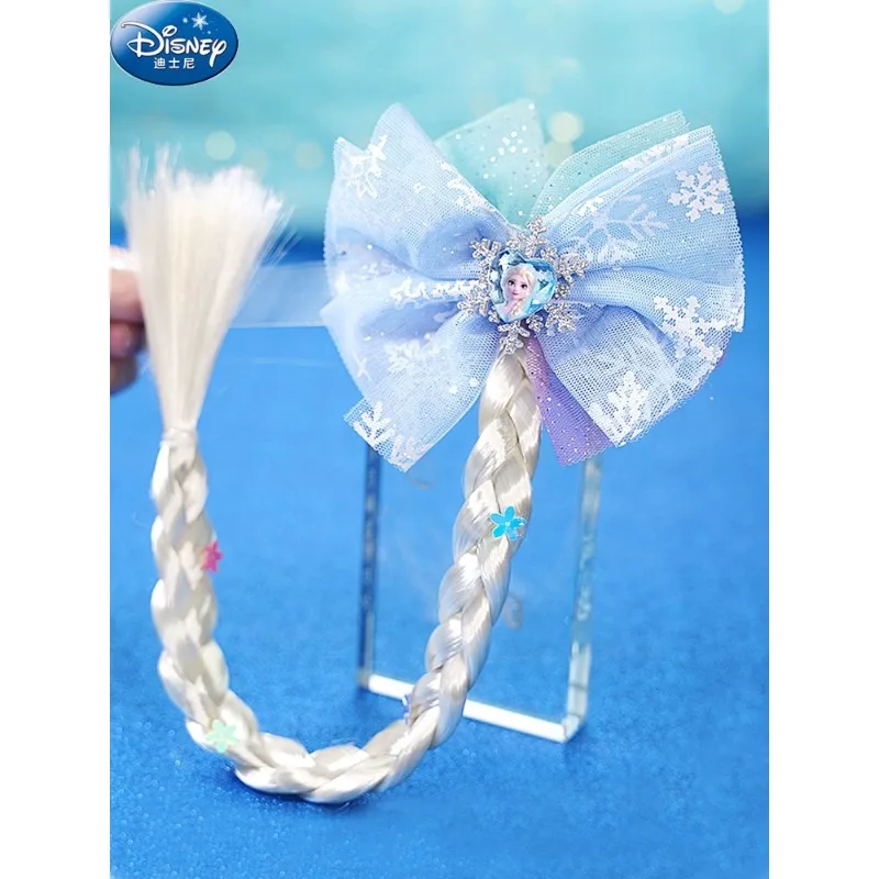 Disney Princess Elsa Girls Wig Braid Hairpin Frozen Kids Cosplay Princess Fringe Kawaii Ponytail Press Clip Wig Kids Gift