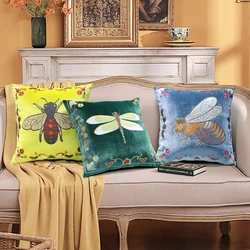 European Cushion Cover Animal Bee Embroidery Pillowcases Exquisite Cojines Decorativos Para Sofa Decorative Pillows Cushions