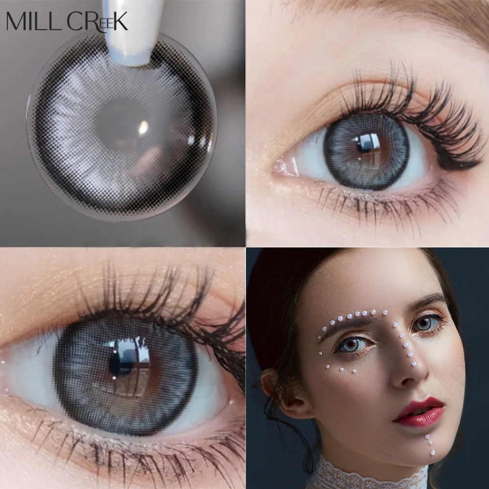 MILL CREEK Colored Contact Lenses For Eyes with Diopters Natural Cosmetics Green Blue Contact Lens Power Beautiful Pupil Yearly