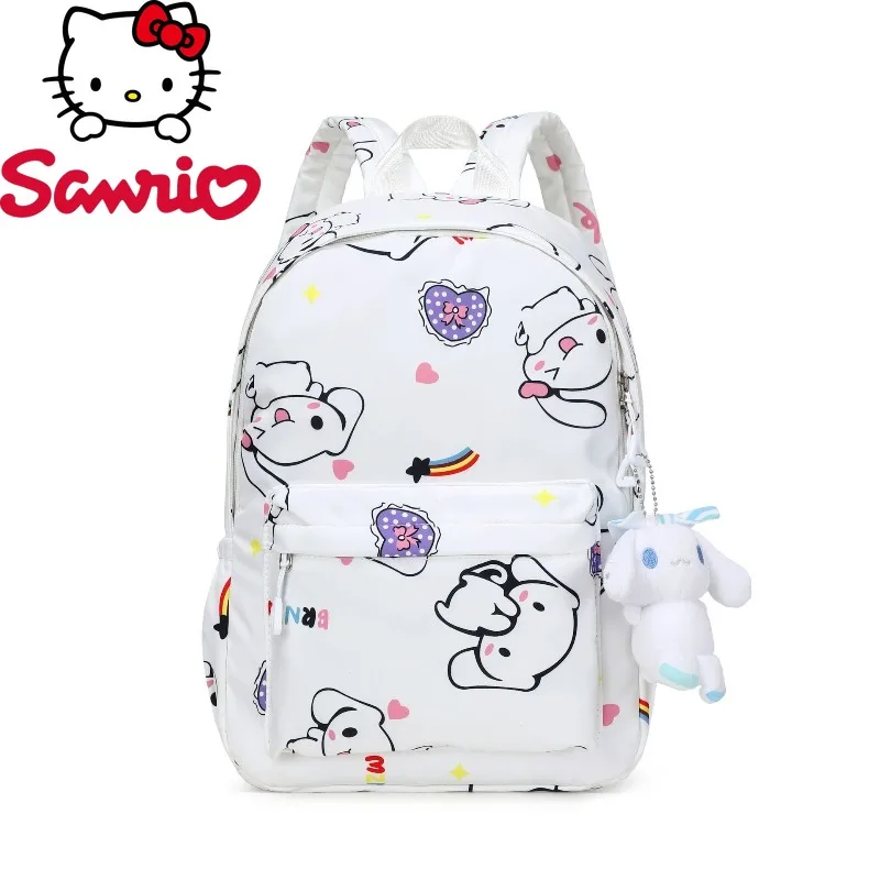 

Sanrio Kuromi Hello Kitty Cinnamoroll Pochacco Backpack Simple Student School Bag Large Capacity Cartoon Print White