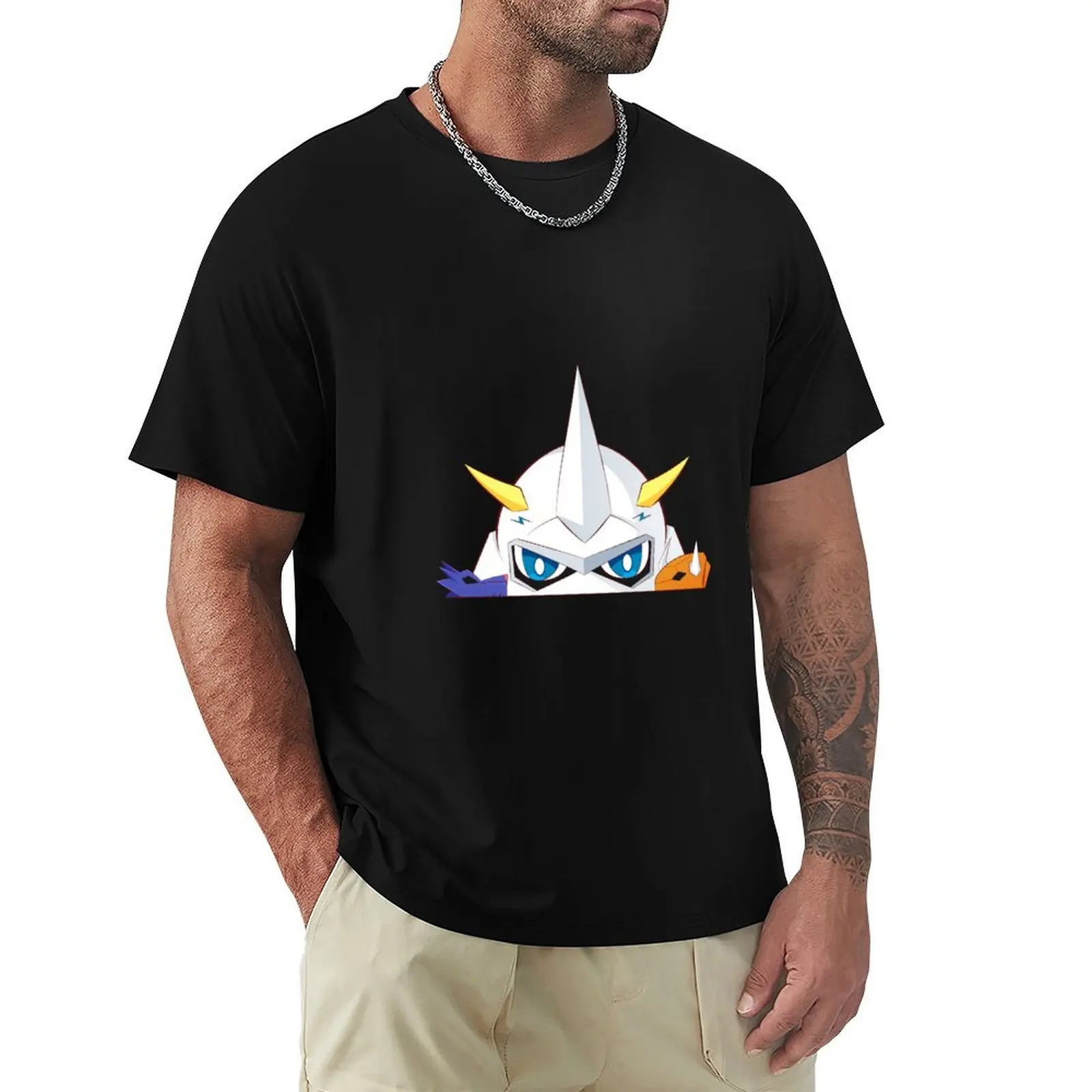 Футболка Chibi Peeking Omnimon, базовая однотонная футболка на все сезоны