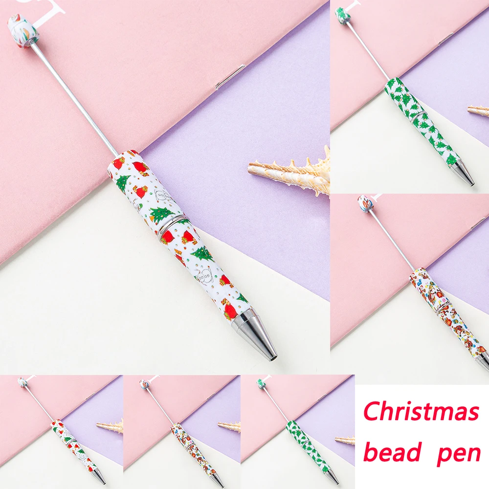 

15pcs Lastic Christmas Beadable Pen Bead Pens Ballpoint PenPersonalized Gift Pen for Writing Student Pen School Office Supplies