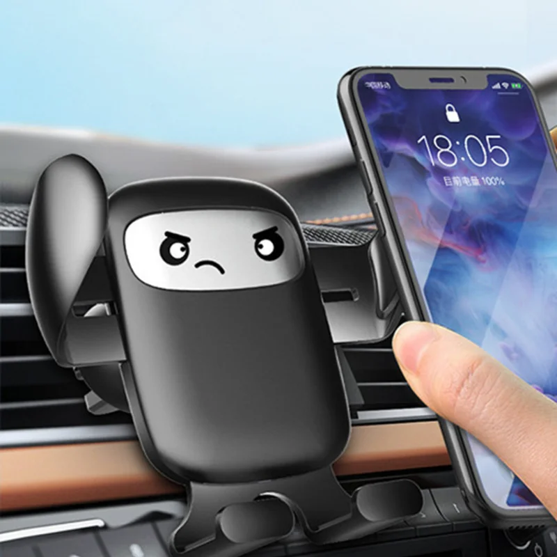

2026 Cross Border New Car Air Outlet Mobile Phone Holder Cartoon Expression Gravity Holder Creative Car Navigation Holder