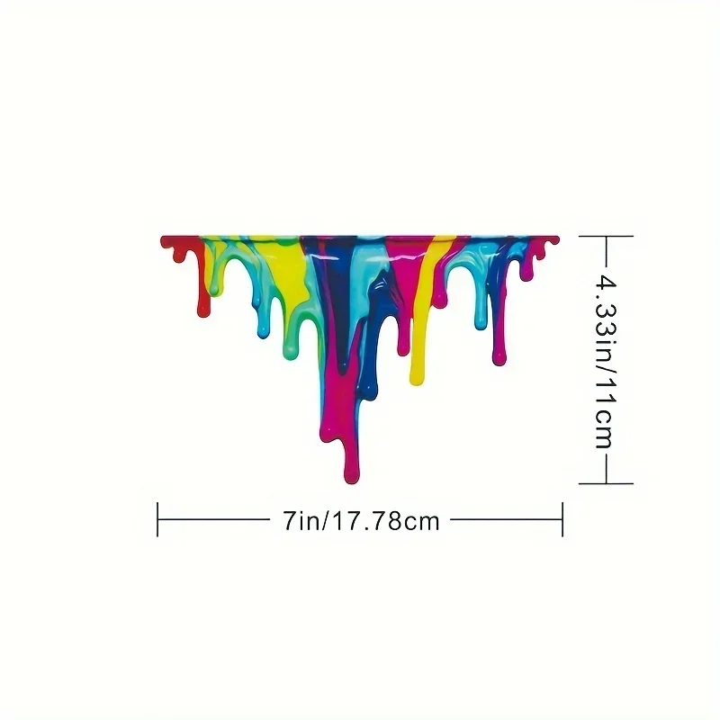 1PC 레인보우 드립 디자인 자동차 오토바이 스티커, 트렌디한 데칼, 눈에 띄는 차량용 창의적인 스티커