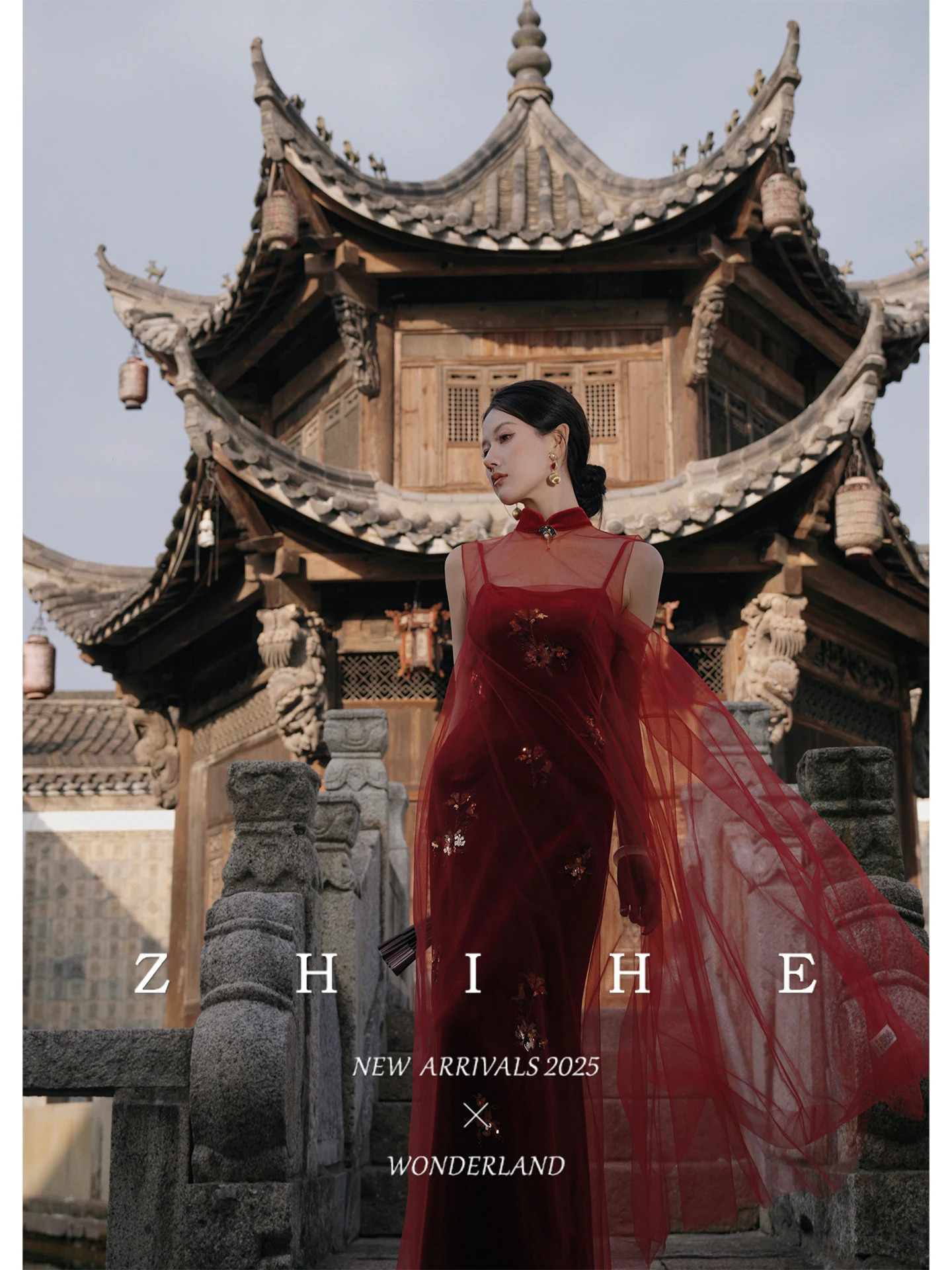 

Red Original Chinese Sle Velvet Beaded Strap Gown Soft Light Veil Dr Adult Mid-Length Svel Plant Floral Embroidery