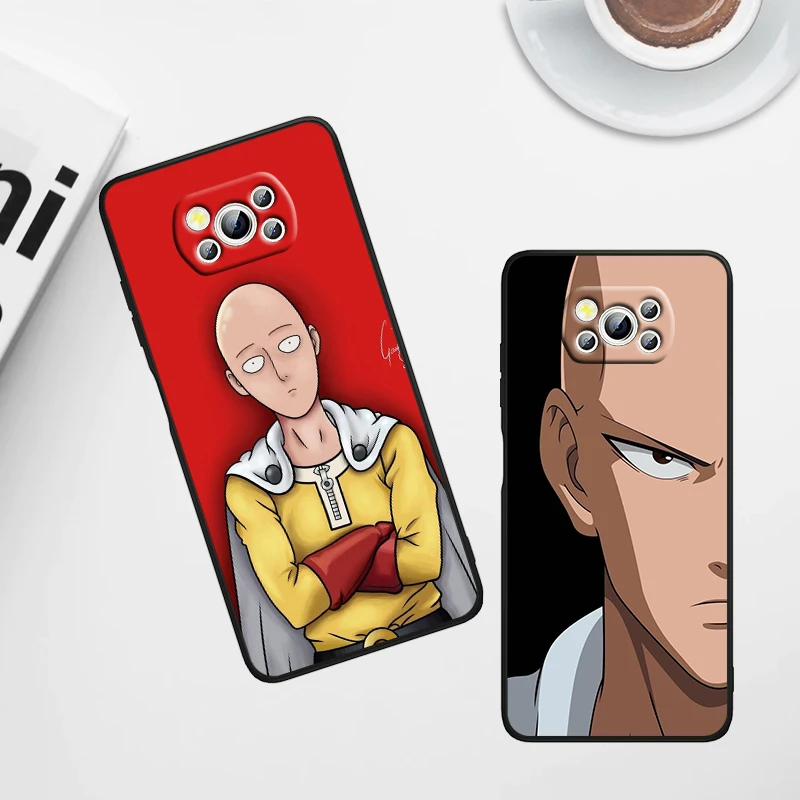 Anime One-Punch Man Cool For Xiaomi Poco X6 X5 X4 X3 F4 F3 NFC M6 M5 M4 GT S Pro 4G 5G C65 Black Soft Phone Case