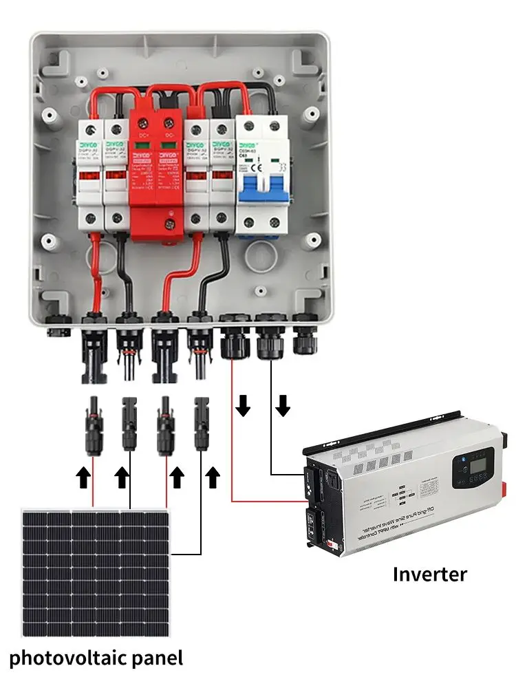 DC 500V 2 entrée 1 sortie IP65 boîte de combinaison PV étanche solaire photovoltaïque avec fusible de Protection contre la foudre MCB SPD-bricolage GO