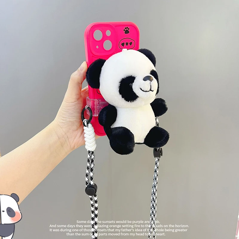 Cartoon Plush Doll Phone Back Clip Lanyard Portable Universal Case Crossbody Shoulder Anti-lost Neck Strap Neck Cord Clip Hang