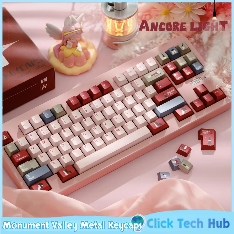 ANCORE LIGHT Metal Keycap Game Theme Keycap Soft Gloss Paint Pink Cherry Heat Sublimation Customized Mechanical Keyboard Keycap