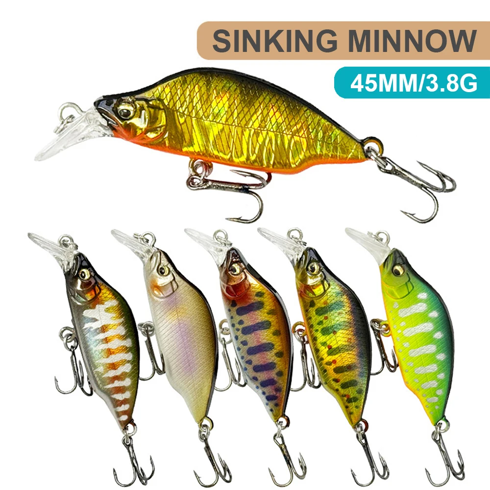 4.5cm 3.8g Fishing Lures Sinking Micro Minnow Wobbler Artificial Hard Bait Jerkbait Fishing Accessories Stream Trout Bass MN611