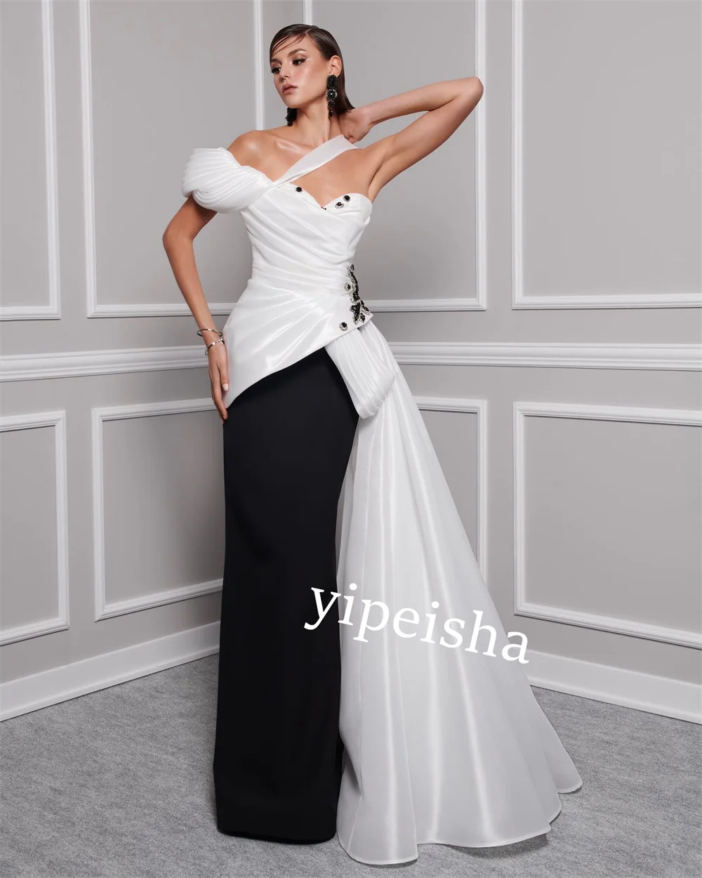 Jersey Button Celebrity Straight One-shoulder  Bespoke Occasion Gown Long Dresses