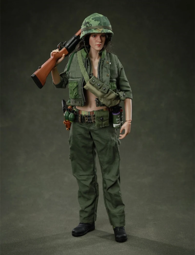 1/6 Bilancia Set Completo Da Collezione Soldato Femminile nella Guerra del Vietnam Uniforme Militare Squisita Testa Intaglio 12 "Action Figure Modello