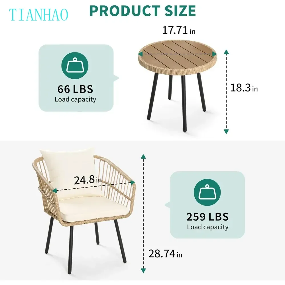 Conjunto de cadeiras decorativas com 2 cadeiras modernas de meados do século com travesseiro, poltrona estofada com mesa lateral e almofada macia