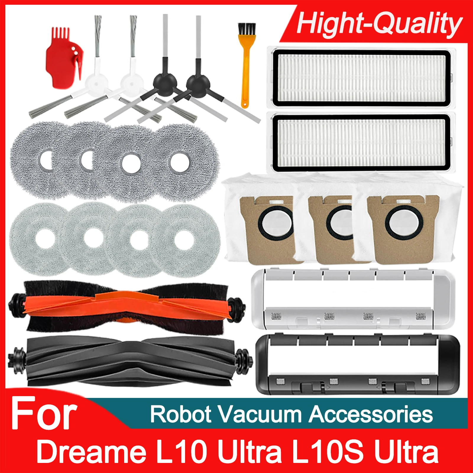 Dreame Bot L10s Ultra/ L10 Ultra Multi Function Robot Spare Parts：Rubber / Side Brush, Cover, Filter, Mop Rag, Dust Bag Optional