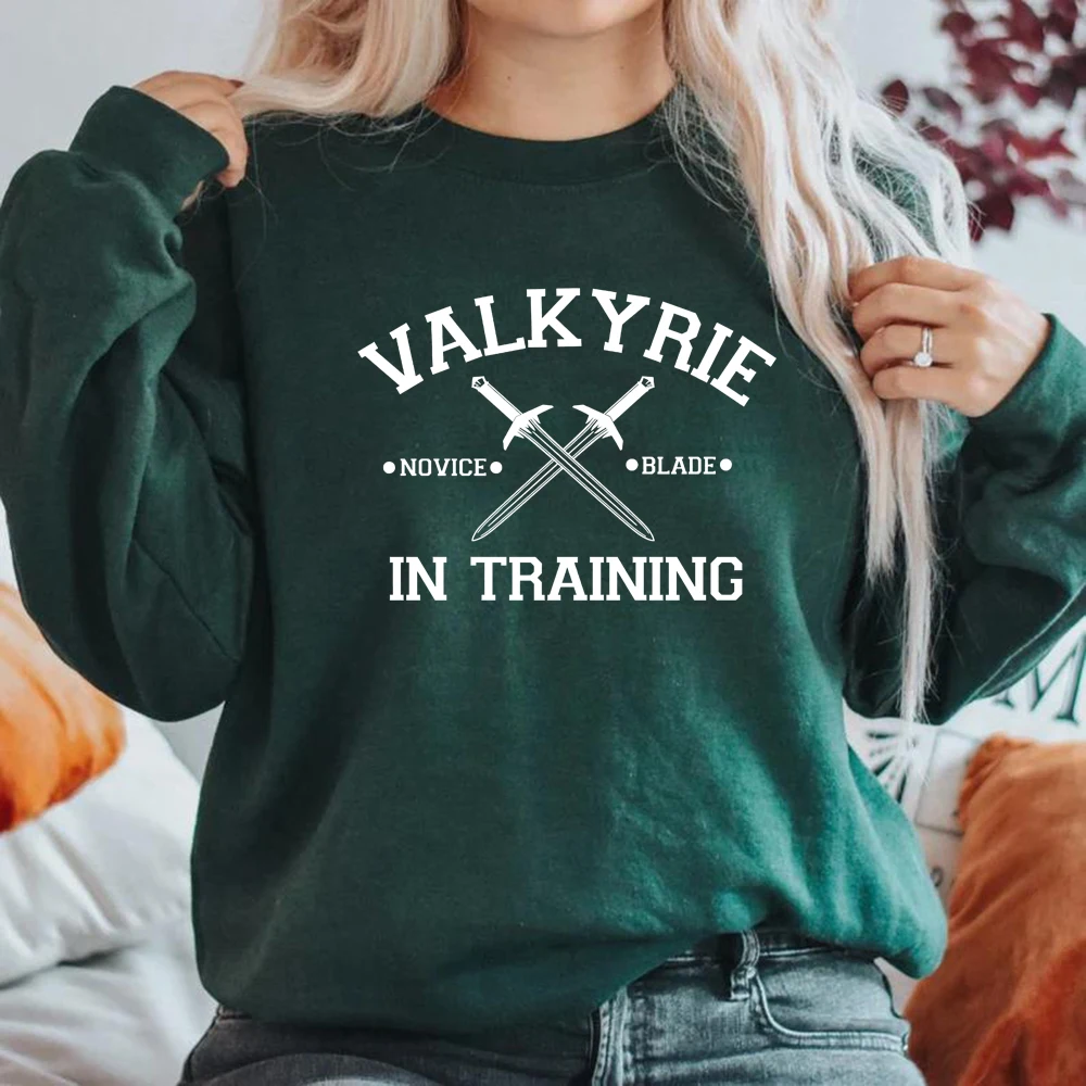 Valkyrie In Training SweatShirt Sarah J Maas Sweatshirts ACOTAR Hoodie Night Court Bookish Gift Women Long Sleeve Pullovers Tops