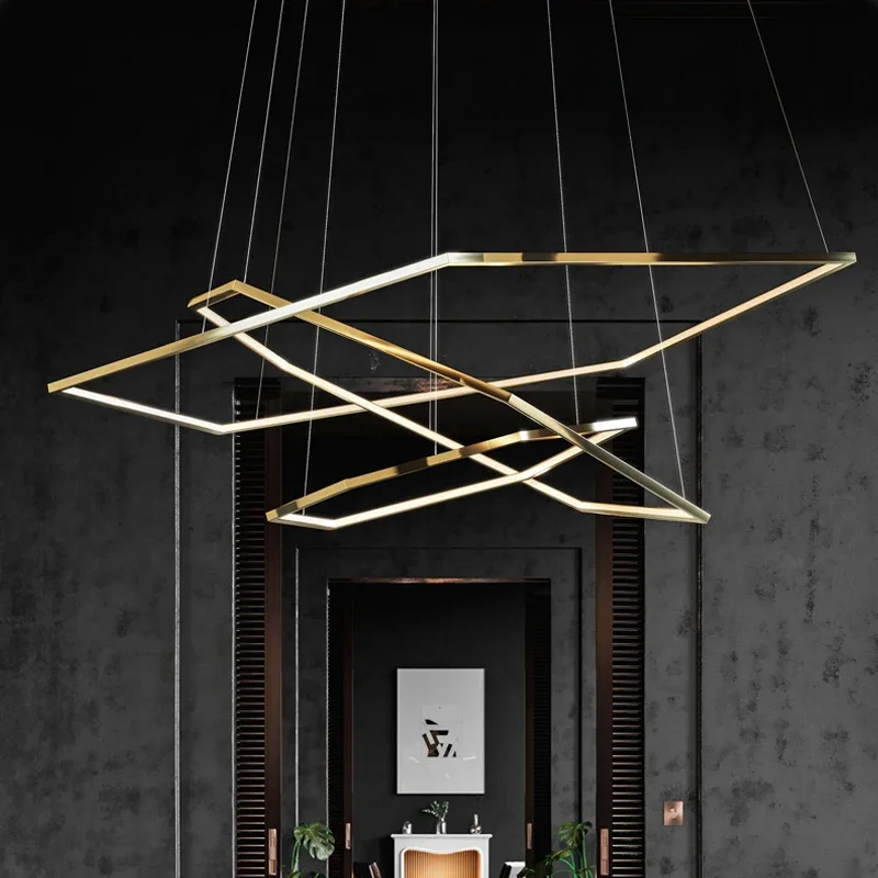 

Modern Luxury LED Gold Pendant Lights Living Dining Room Lighting Indoor Bedroom Hanging Lights Fixture Decor Lustre Chandelier