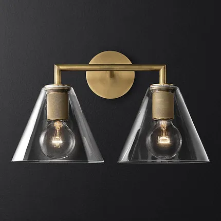 American Retro Minimal Luxury Glass Tube Wall Sconce Designer Vanity Lamp Bedroom Hallway Hotel Background Decor Lighting