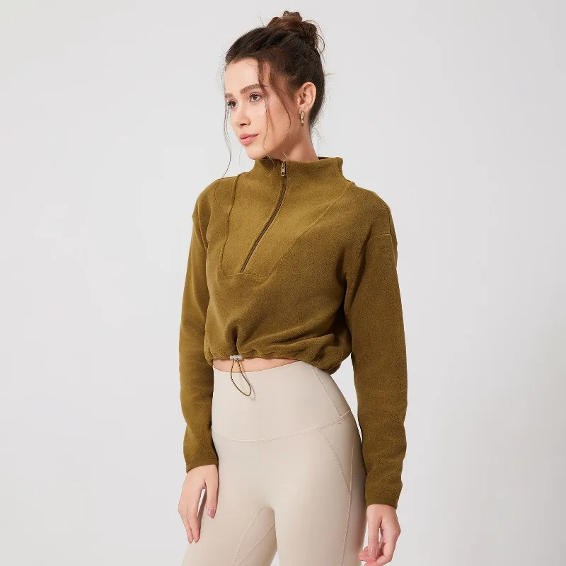 Women's Winter Sweatshirts Fitness Jacket Cold Protection Warm Outerwear Running Sport Fitness Clothes Fleece Long Sleeves Yoga