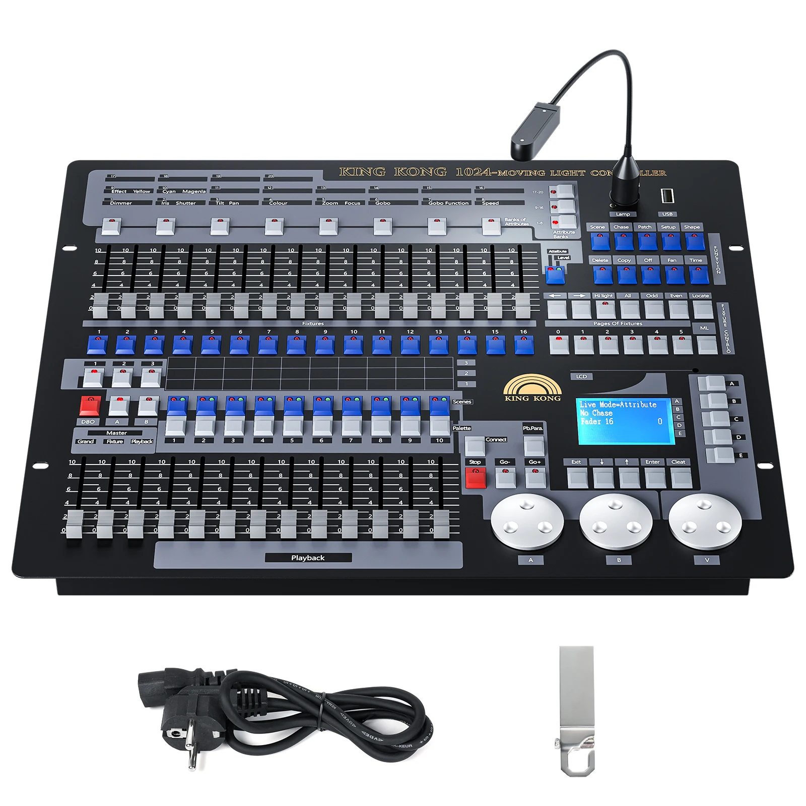 DayFlicker Large black console DMX and MIDI Operator 1024-channel lighting Controller for live concerts KTV Dj Party Clubs