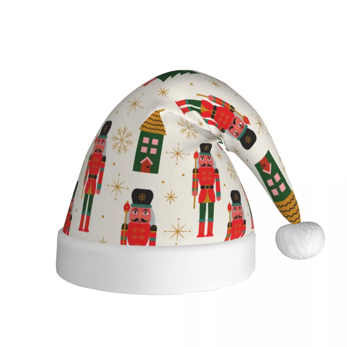Nutcracker Merry Christmas Plush Kawaii Christmas Hat for Adult Men Women Nordic New Year Santa Hat Cap Festival Decoration