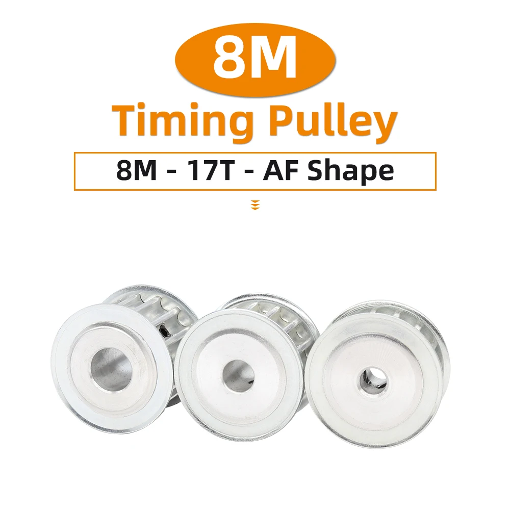 Timing Pulley 8M17T Pitch 8 mm Circle-arc Tooth Both Side Flat Alloy Wheels Bore 8-20 mm Belt Width 15/20/25/30/40 mm 8M 17Teeth