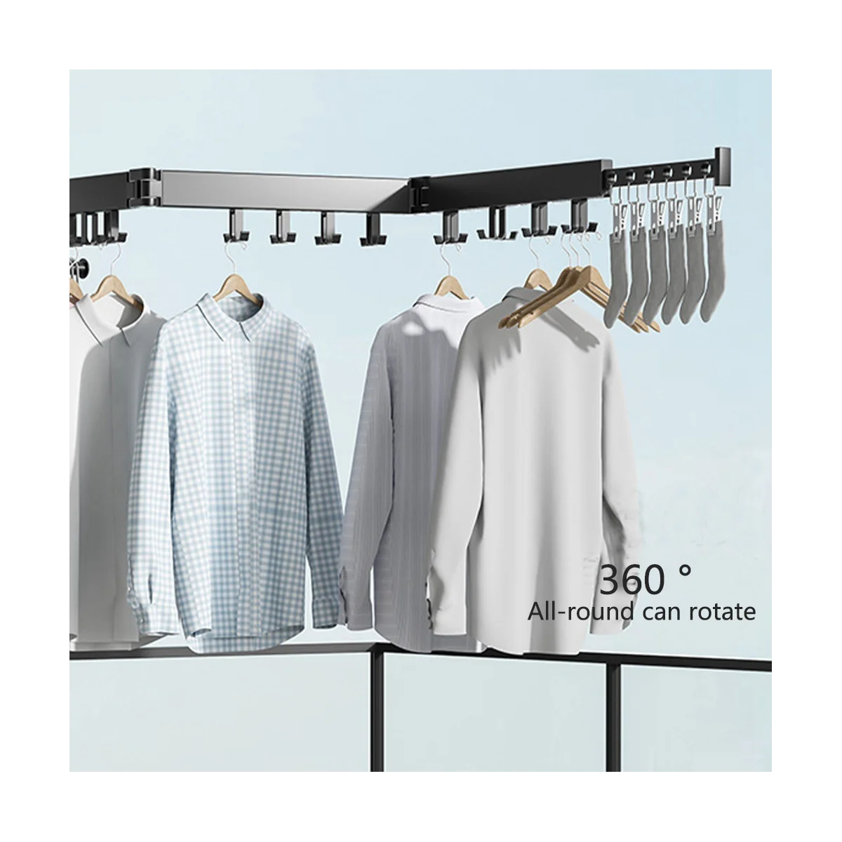 Clothes Drying Rack,3-Pole Collapsible,Retractable Clothes Drying Rack for Laundry,24 Hooks