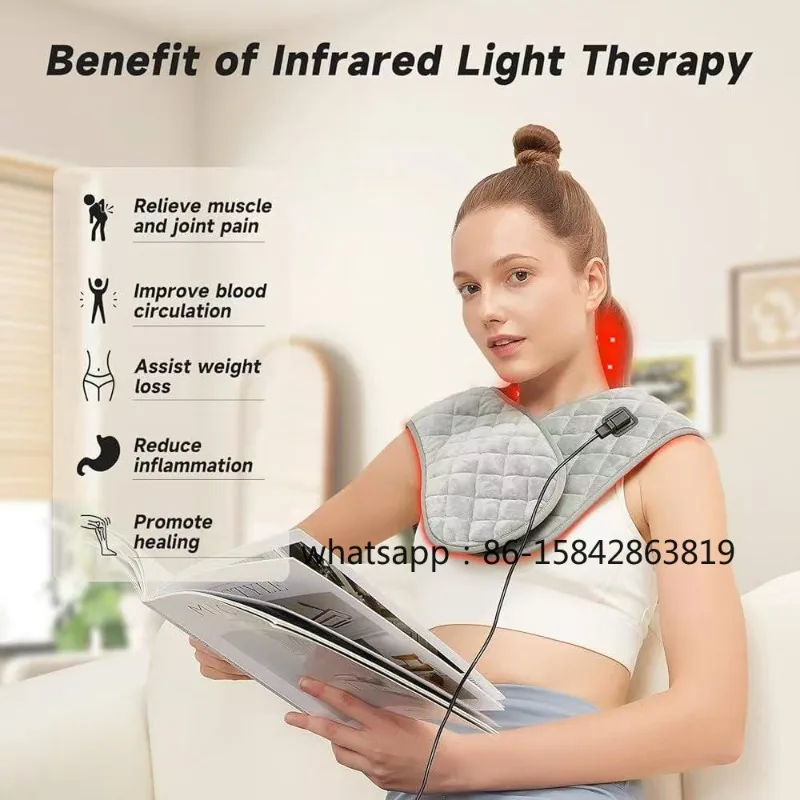 New Body Red Light Therapy Shoulder and Back Heating Pad Wearable Near Infrared Cape