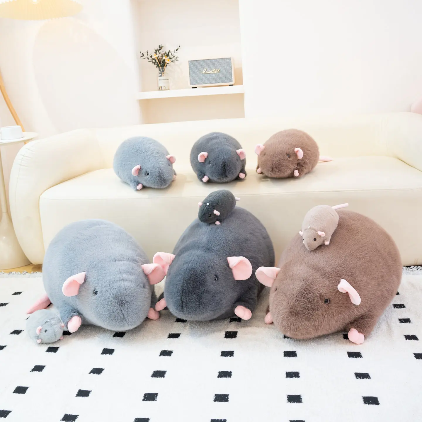 Lifelike Mouse Soft Plush Toy Lovely Rat Pillow Funny Doll Grey Mice Full Stuffed Animal Room Decor Creative Birthday Xmas Gifts