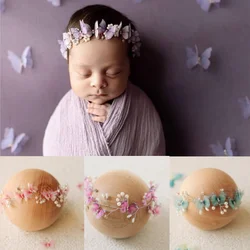 Diadema para niña recién nacida, accesorios de fotografía, tocado de pelo de perlas de mariposa, tocado de tiro para bebé, sombreros dulces