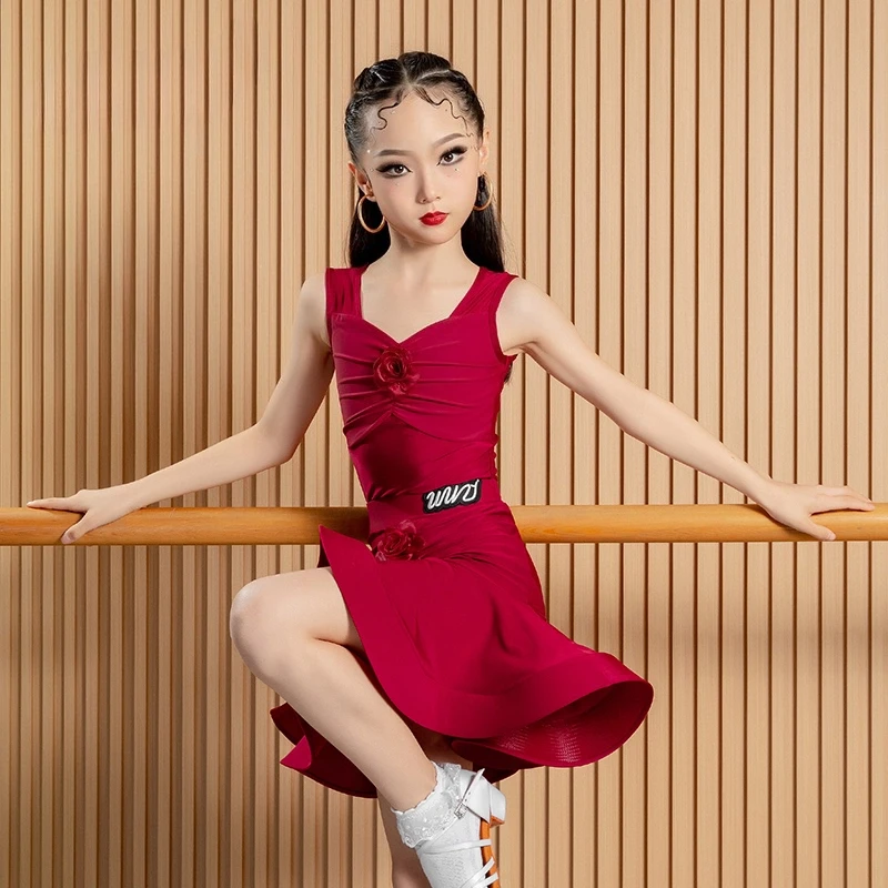 Kids Rumba Samba Latin Dance Competition Dress Girls Latin Dance Professional Costumes Children Performane Dancewear