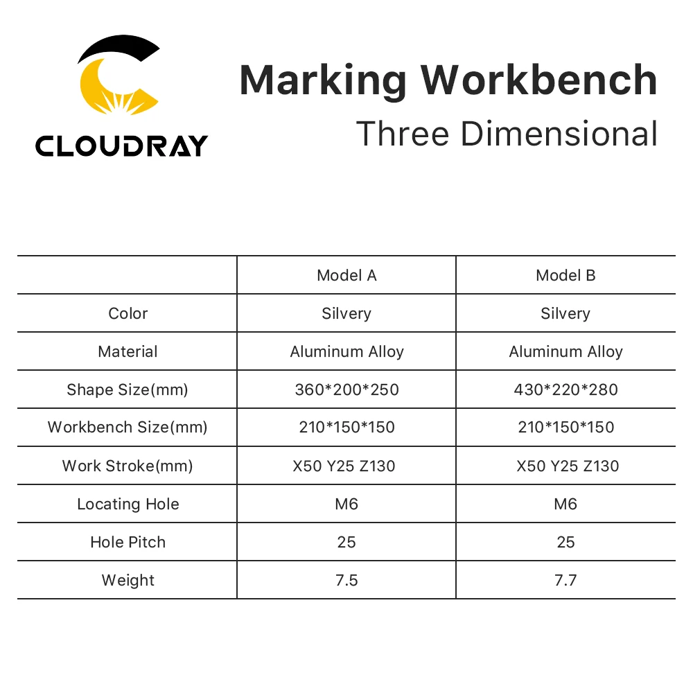 Cloudray 3D Laser Marking Machine Workbench XYZ Axis 210x150x150mm Height 150-265mm for Fiber Laser Machine Machine