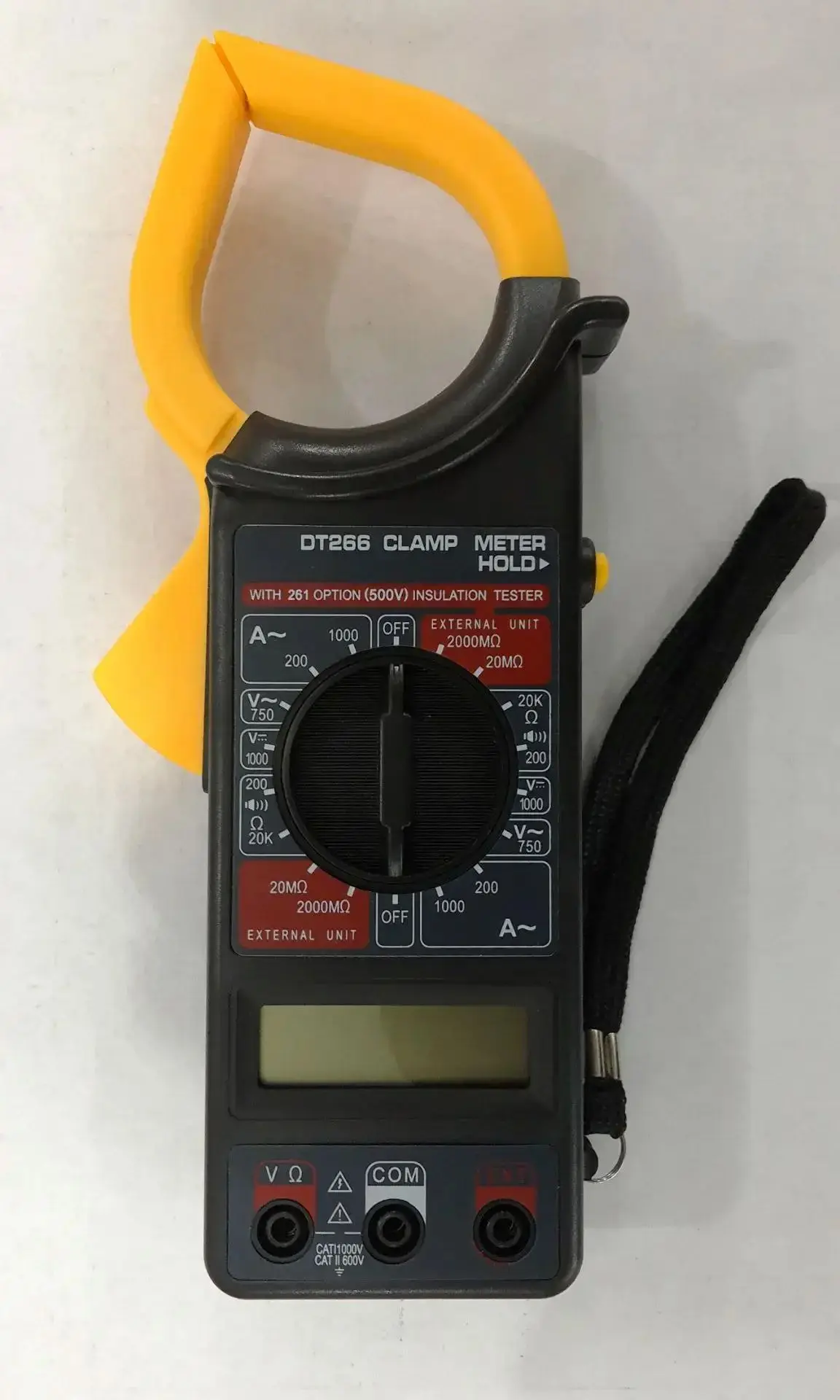 DT266 Tang Ammeter Multimeter, LCD 1999 hitungan Digital True RMS meteran jepit tegangan arus AC DC Tester Multimeter