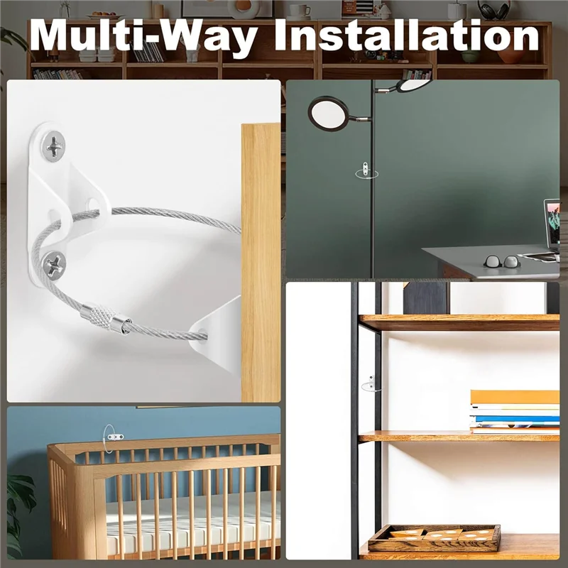 HRBAJ-10 Pcs Furniture Anchors Baby Proofing, Anti-Tip Metal Children's Furniture Straps, For Cabinet Wardrobe Drawers Dresser D