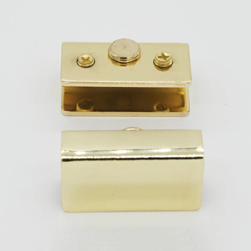 Brand New 8Pairs Stainless Steel Gold Glass Push Clips Mall Display Cabinet Hinges Magnetic Clamps for 5~8mm