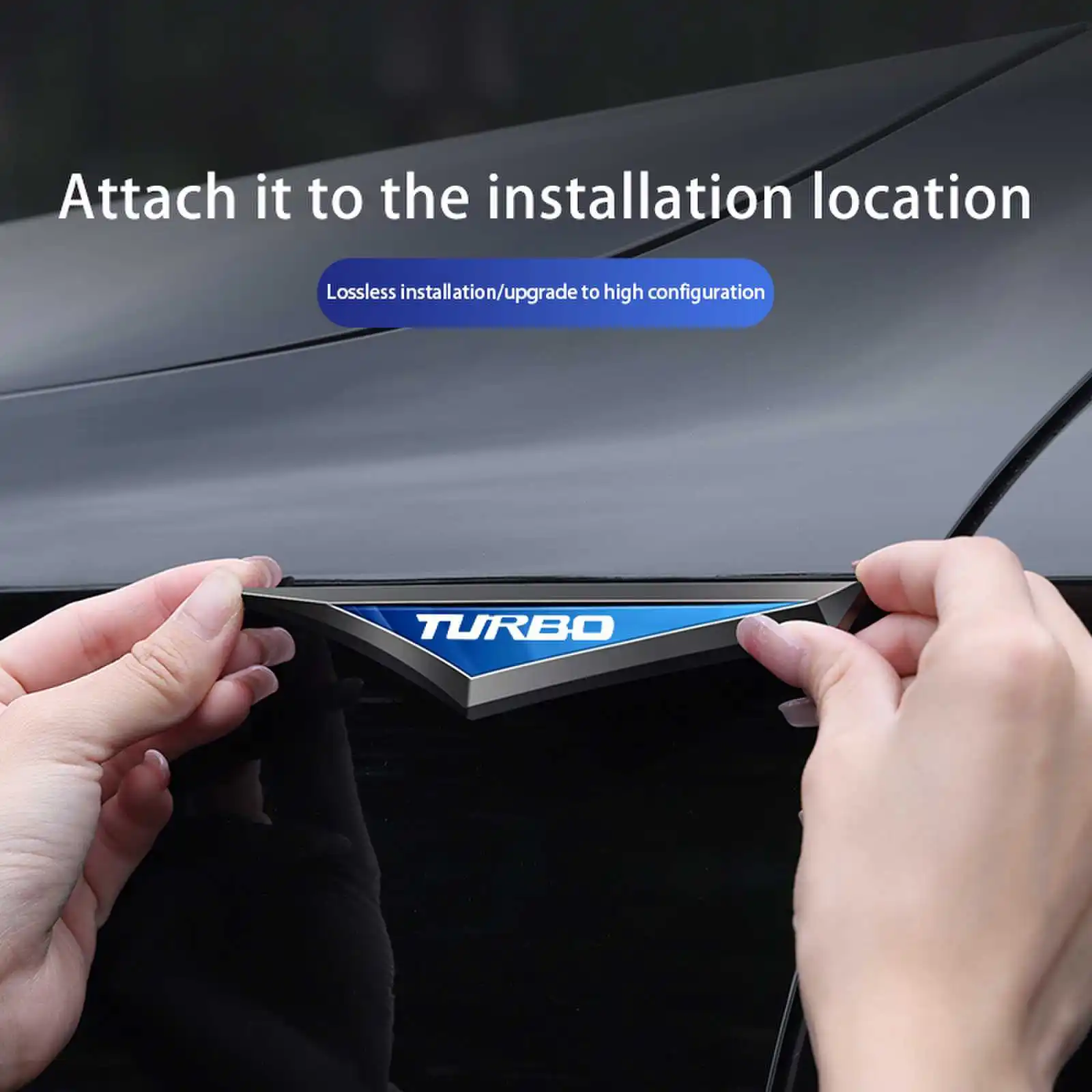 New Fashion Turbo Logo Car Metal Sticker Car Door Fender Side Blade Shape Badge Car Body Protection Auto Decoration Accessories view 4