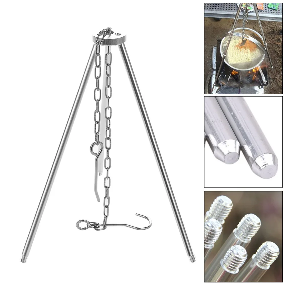 

Aluminum Alloy, Outdoor Campfire Tripod 3 Sections Camping Supplies Portable Hanging Pot Picnic Barbecue Bracket
