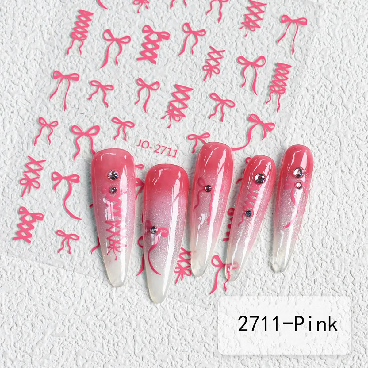 3D 블랙 레드 핑크 네일 스티커 Bowknot 네일 데칼 리본 나비 매듭 자기 접착제 네일 슬라이더 DIY 매니큐어 장식