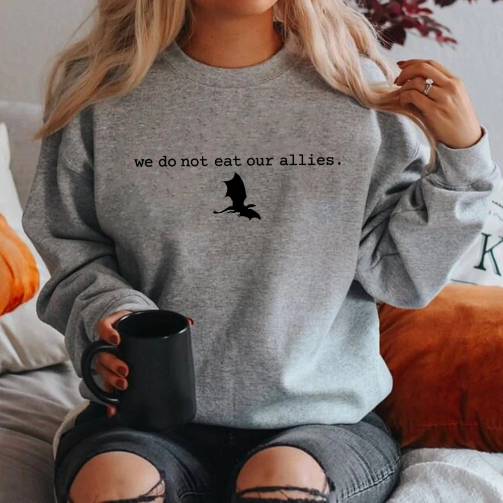 We Do Not Eat Our Allies Sweatshirt Fourth Wing Basgiath War College Hoodie Unisex Sweatshirts Dragon Die or Fly Graphic Hoodies