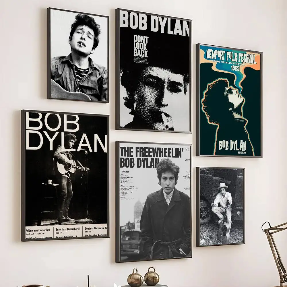 

Music Star Bob Dylan Poster Self-adhesive Art Waterproof Paper Sticker Coffee House Bar Room Wall Decor