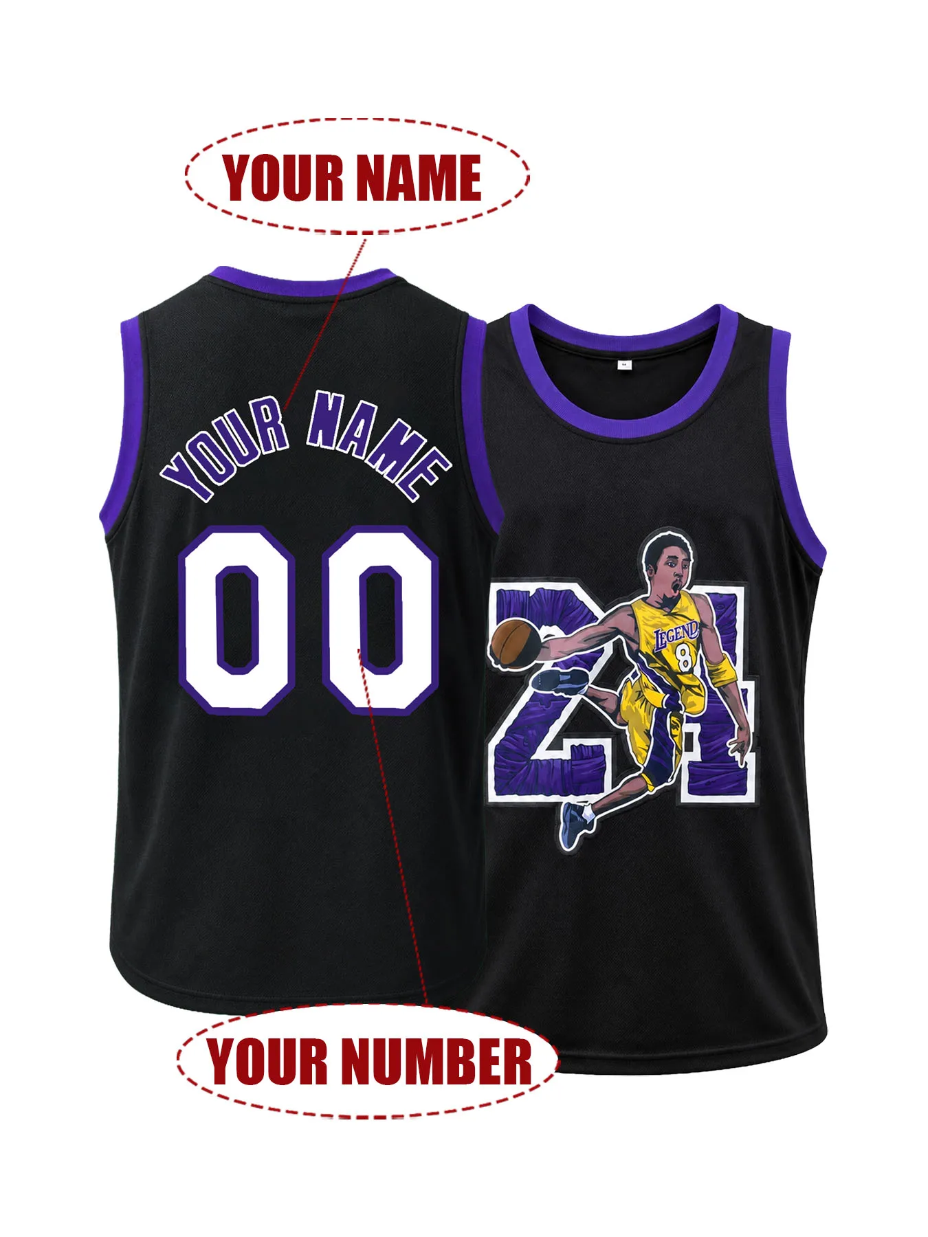 Men's Custom Embroidered Basketball Jersey Personalized Name Number Sleeveless Sports Tank Top Legend Classic Casual Streetwear