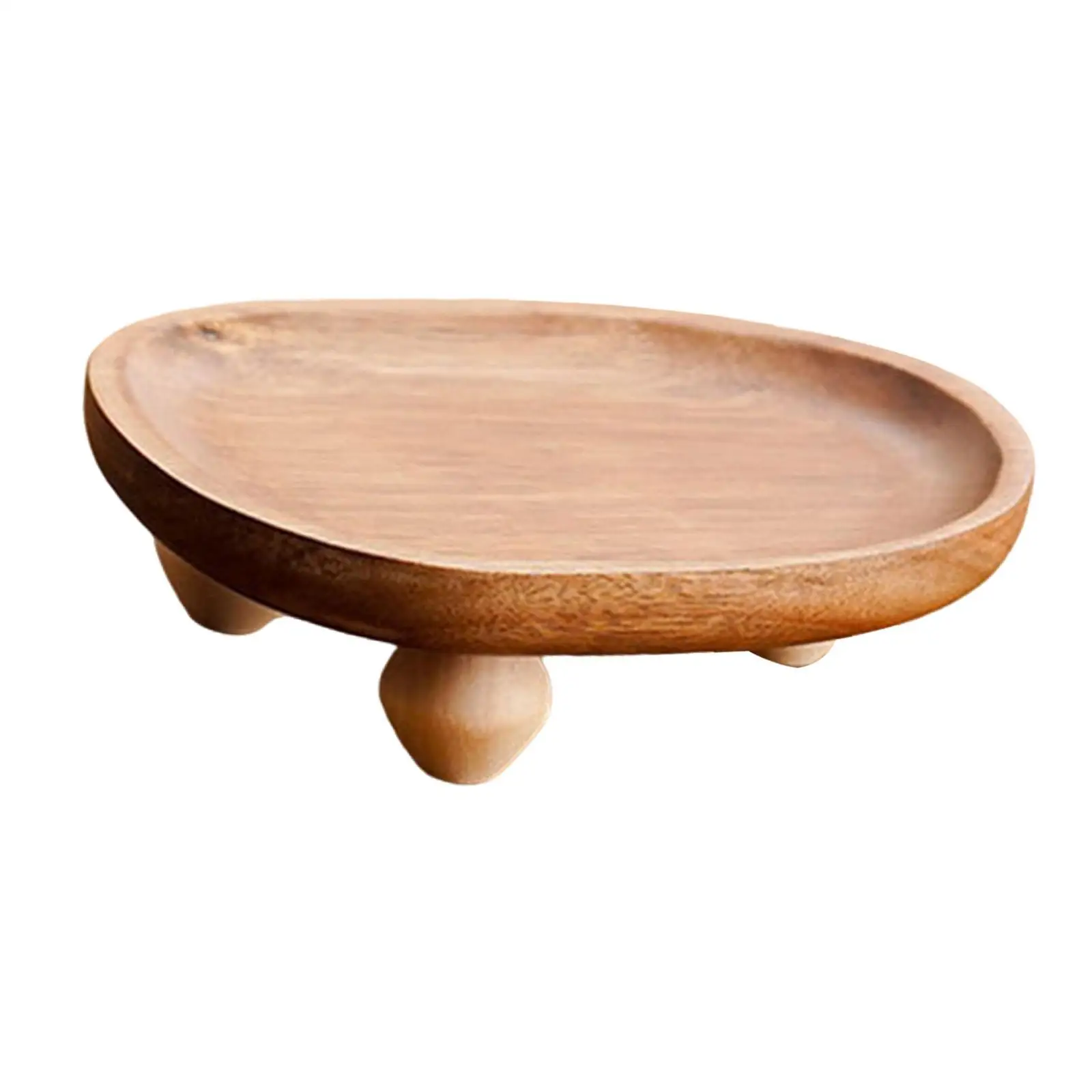 Wooden Pedestal Stand Serving Tray Dinnerware Food Storage Organizer Desserts Platter Food Tray for Snack Cookies Drinks