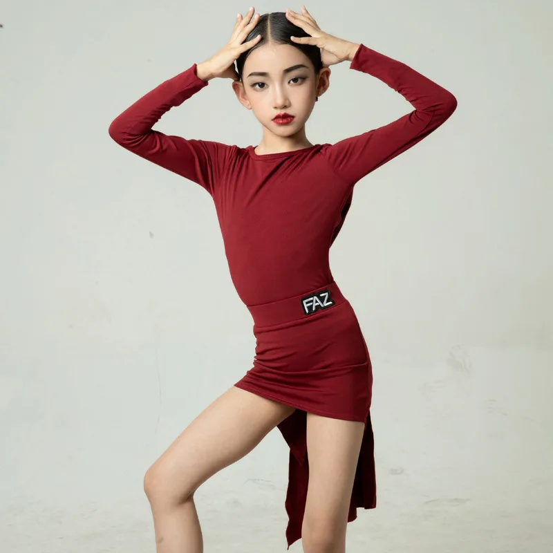 

Spring Summer Children's Latin Dance Dress Girls Practice Clothing Performance Dance Clothing