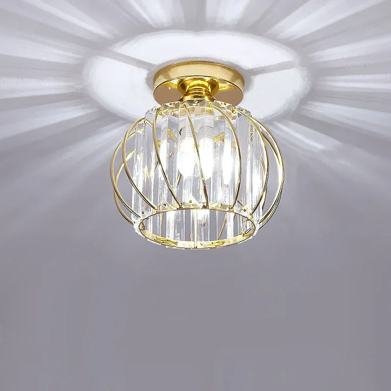 

Modern Crystal LED Ceiling Light Bedroom Indoor Cozy Decor E27 Ceiling Lamp for Home Balcony Corridor Aisle Gold Pumpkin Lamp