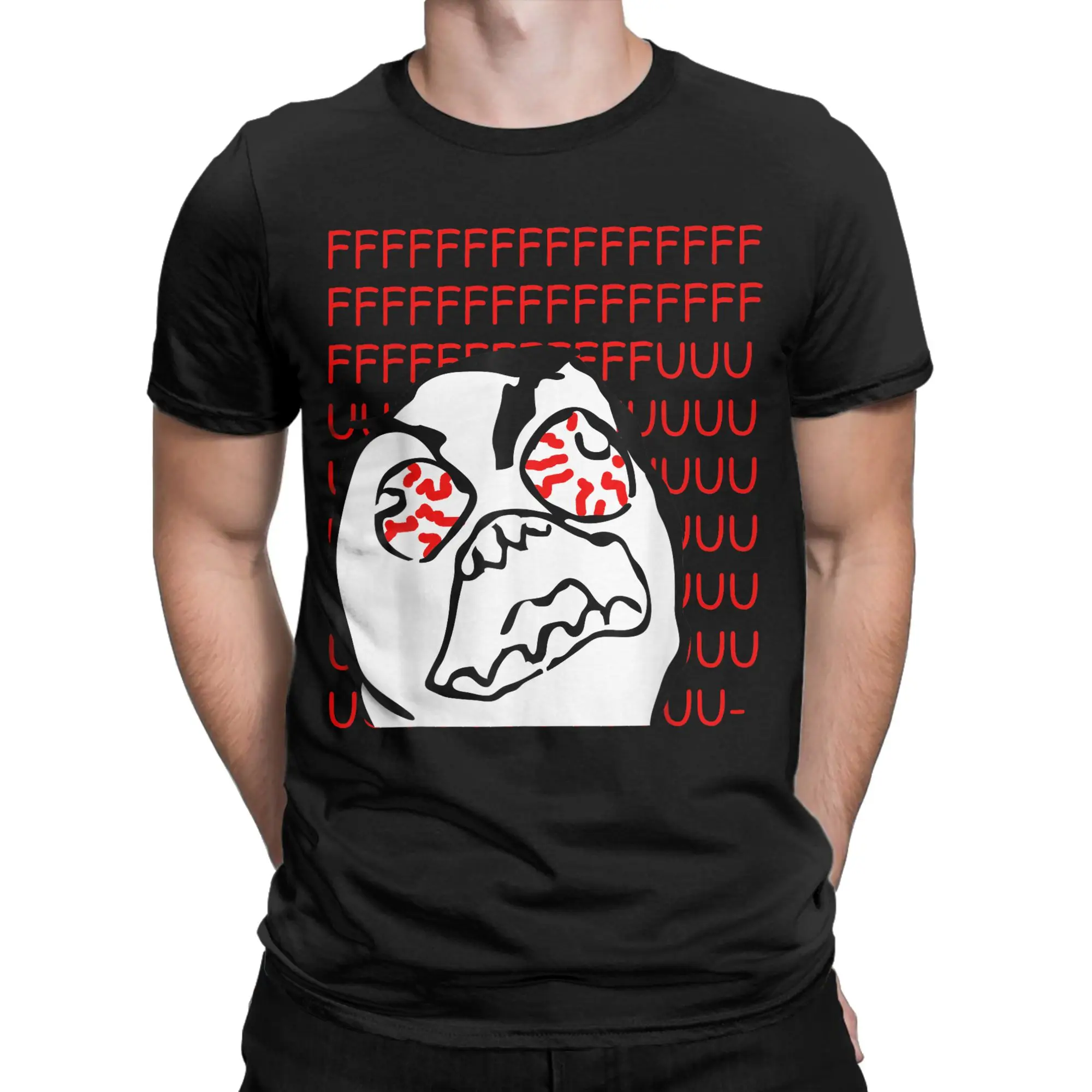 

Angry Rage Guy Meme T-Shirts Men Vintage Pure Cotton Tee Shirt Round Collar Short Sleeve T Shirts Big Size Clothing