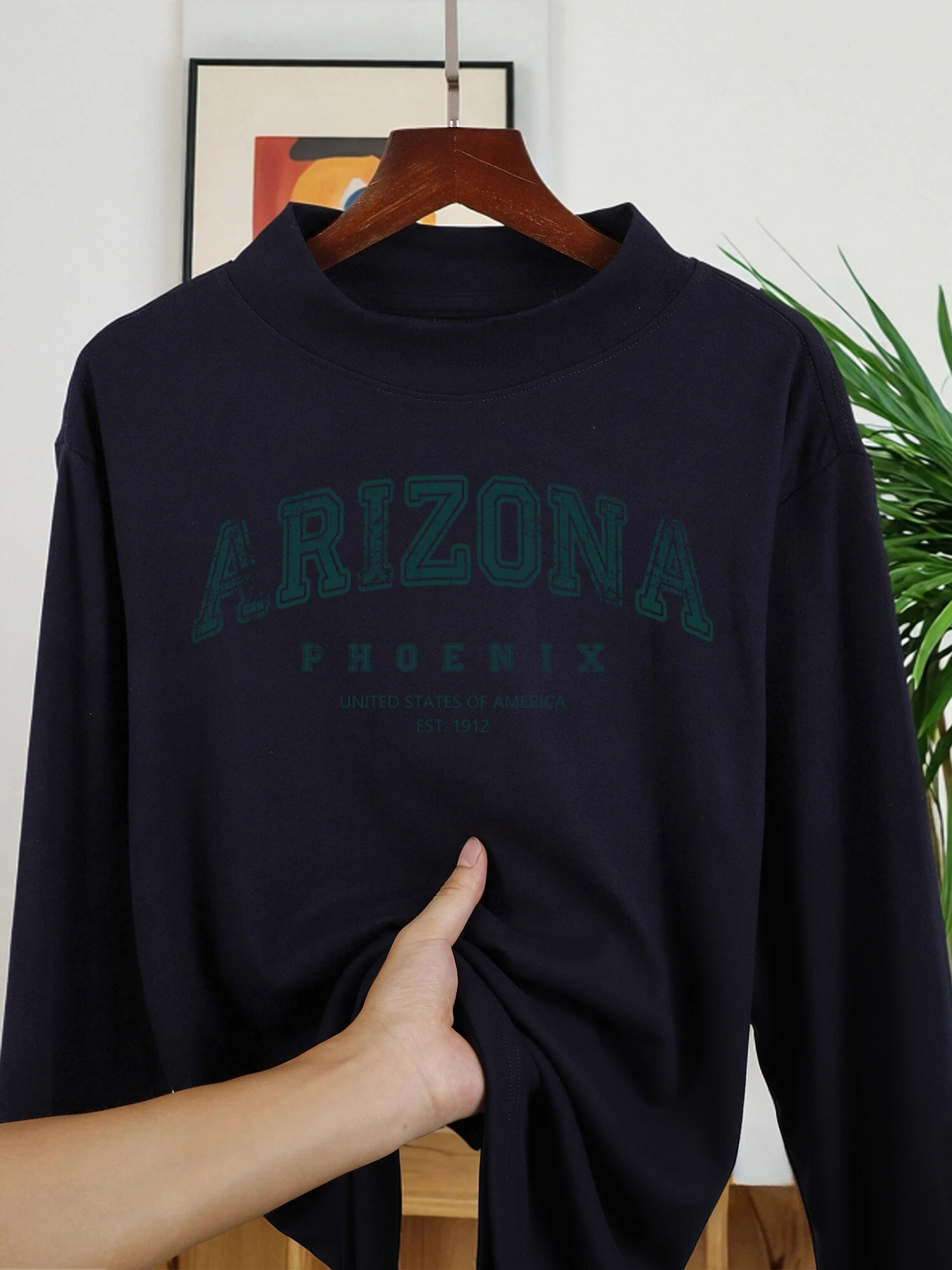 Herren-Langarmhemden mit Arizona-Phoenix-Aufdruck, verdickter halbhoher Kragen, warmes, bequemes Hemd, Winter- und Herbstkleidung