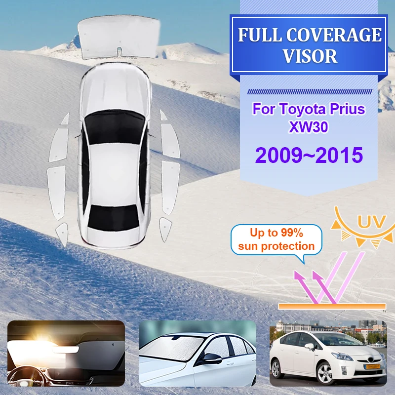 

Для Toyota Prius XW30 2009 ~ 2015 автомобильные фары, блокирующие шторы, полный козырек, защита от ультрафиолета, отражатель, температура падения, автомобильные аксессуары