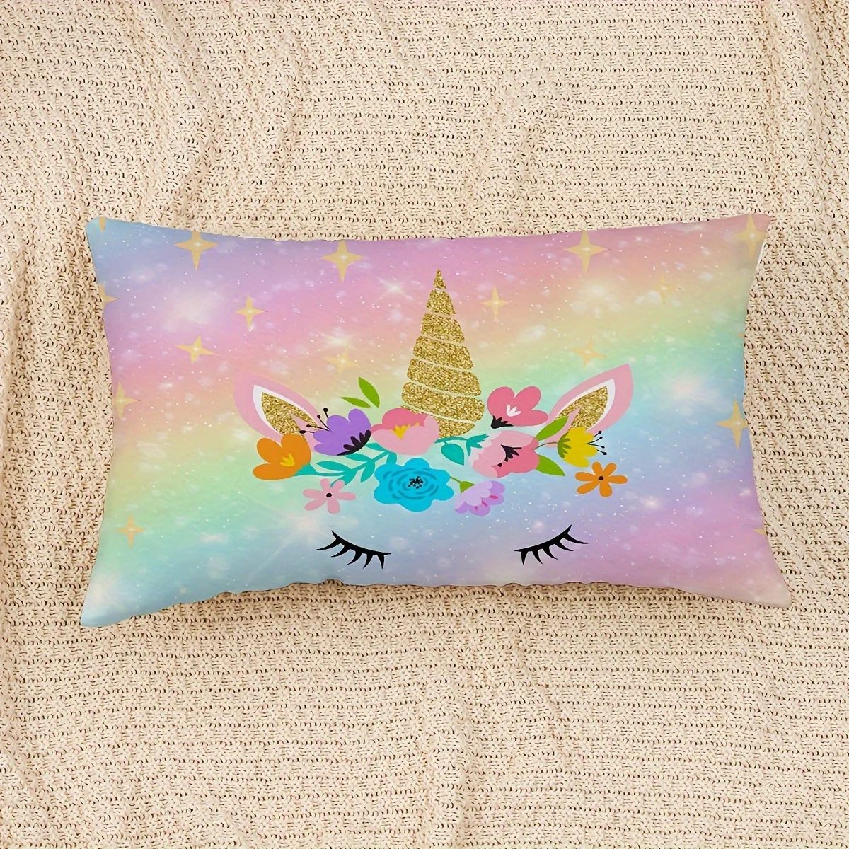 

Unicorn Throw Pillow Cover, Double Sided Printing Cute Rainbow Glitter Galaxy Decorative Cushion Cover, Home Decor Pillowcase