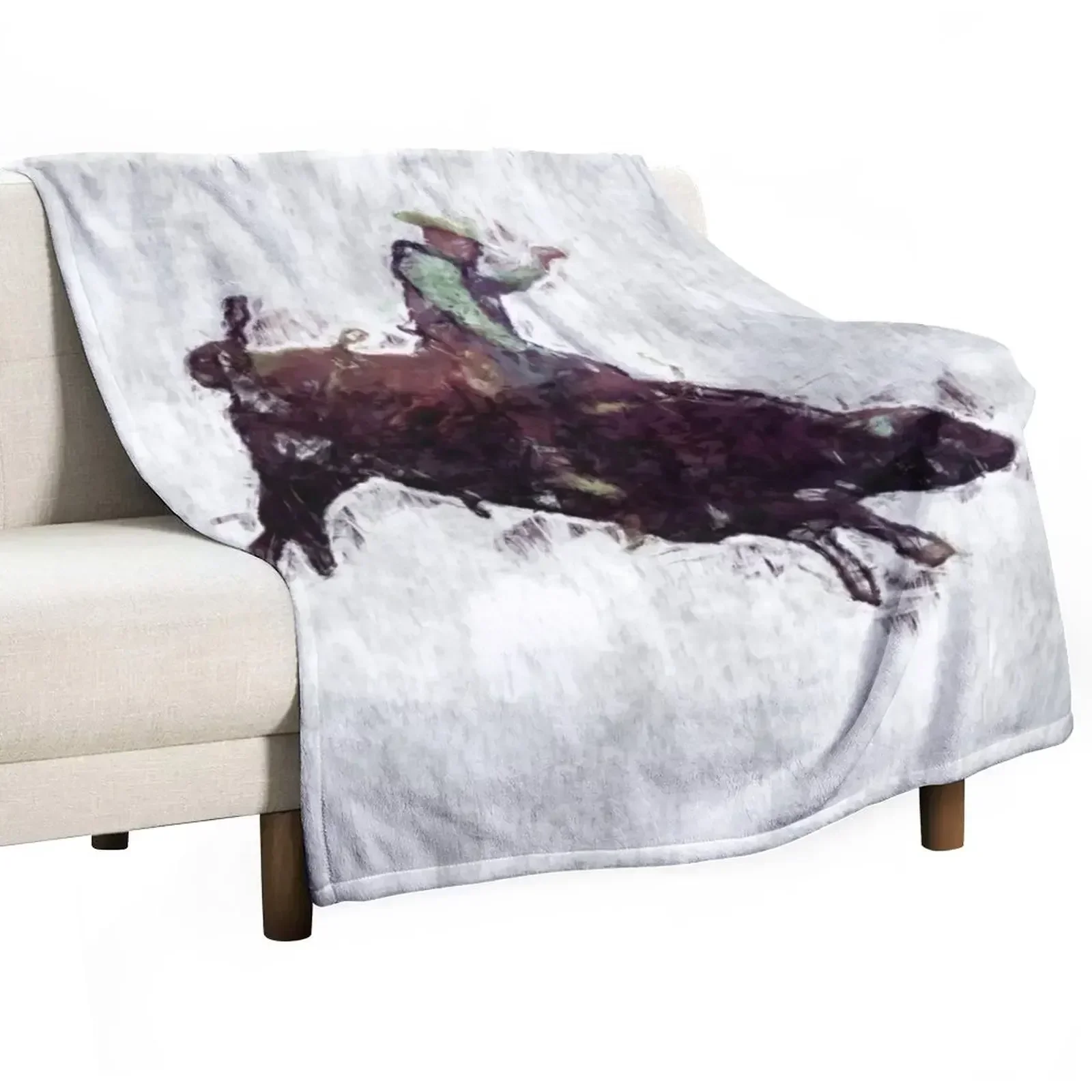 Western-style Bull Rider Rodeo Cowboy Throw Blanket Shaggy Heavy halloween Multi-Purpose Blankets